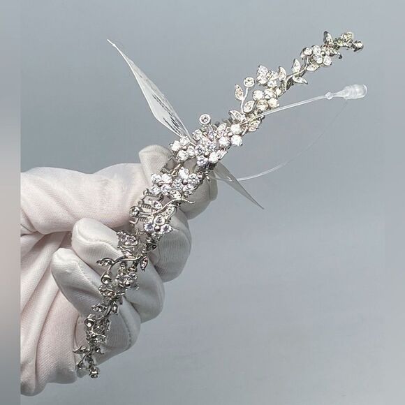 Homa Bridal Crystal Embellished Silver Bridal Tiara Headpiece Hair Jewelry main image 11